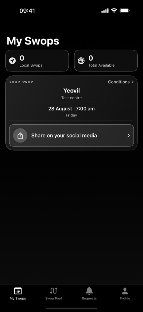 Swopi on iPhone, screen 1 of 4