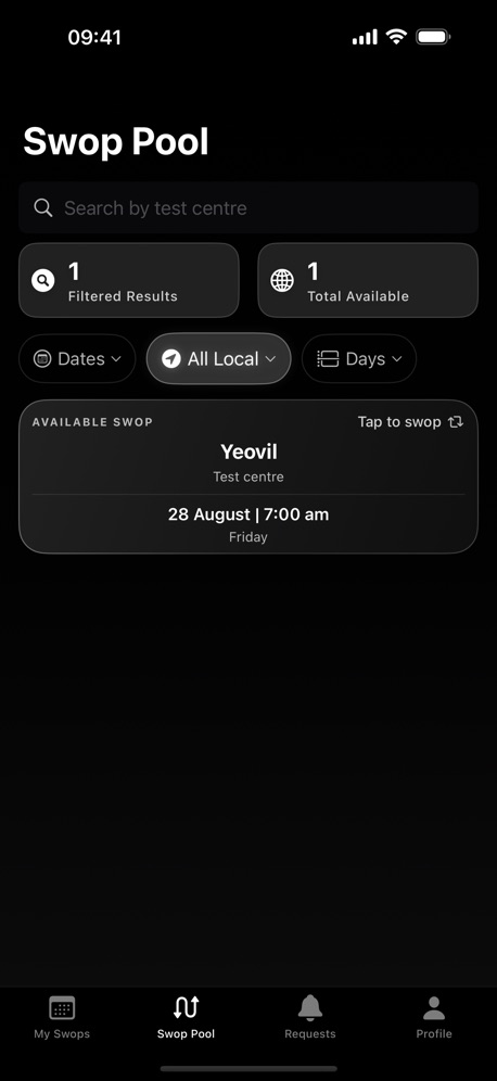 Swopi on iPhone, screen 2 of 4
